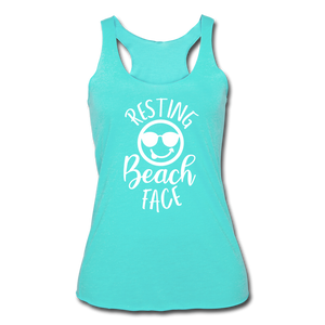 Resting Beach Face Racerback Tank - turquoise
