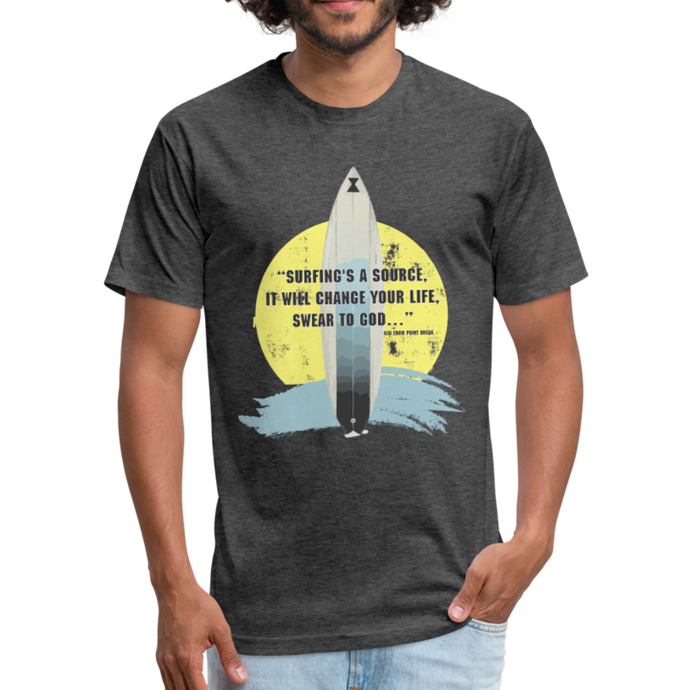 Surfin's The Source (Point Break) Men's T-Shirt- Just For Fun - heather black