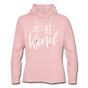 Just Be Kind Lightweight Hoodie-Just For Fun - cream heather pink