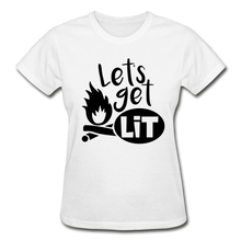 Load image into Gallery viewer, Let&#39;s Get Lit Women&#39;s T-Shirt- Camping Around - white
