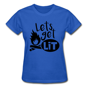 Let's Get Lit Women's T-Shirt- Camping Around - royal blue