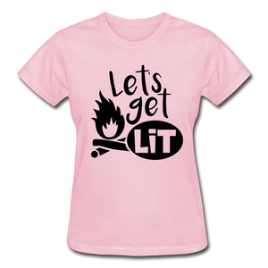 Let's Get Lit Women's T-Shirt- Camping Around - light pink