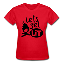 Load image into Gallery viewer, Let&#39;s Get Lit Women&#39;s T-Shirt- Camping Around - red
