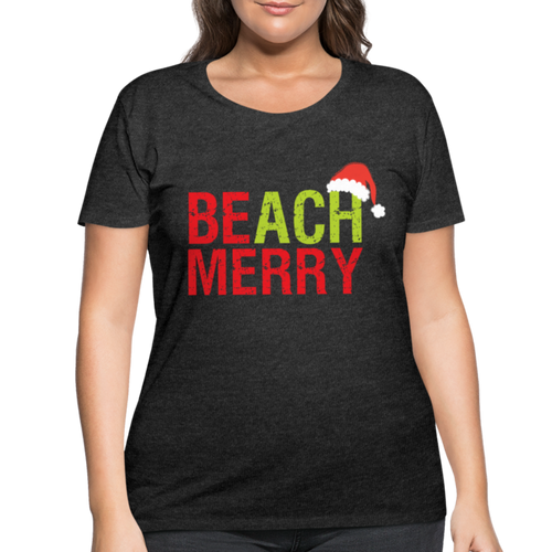 Beach Merry Women’s Curvy T-Shirt- Tis' The Season - deep heather