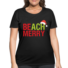 Load image into Gallery viewer, Beach Merry Women’s Curvy T-Shirt- Tis&#39; The Season - black
