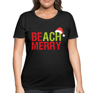 Beach Merry Women’s Curvy T-Shirt- Tis' The Season - black