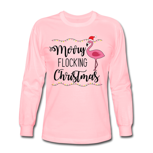 Merry Flocking Christmas Long Sleeve T-Shirt-Tis' The Season - pink