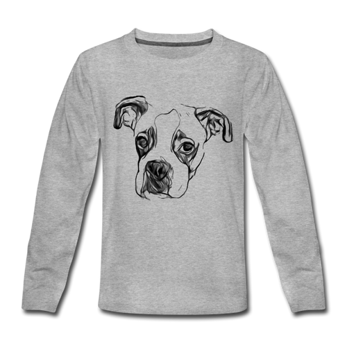 Kids' Boxer Long Sleeve T-Shirt- JUST FOR  FUN - heather gray