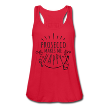 Load image into Gallery viewer, Prosecco Makes Me Happy Women&#39;s Flowy Tank Top- JUST FOR FUN - red
