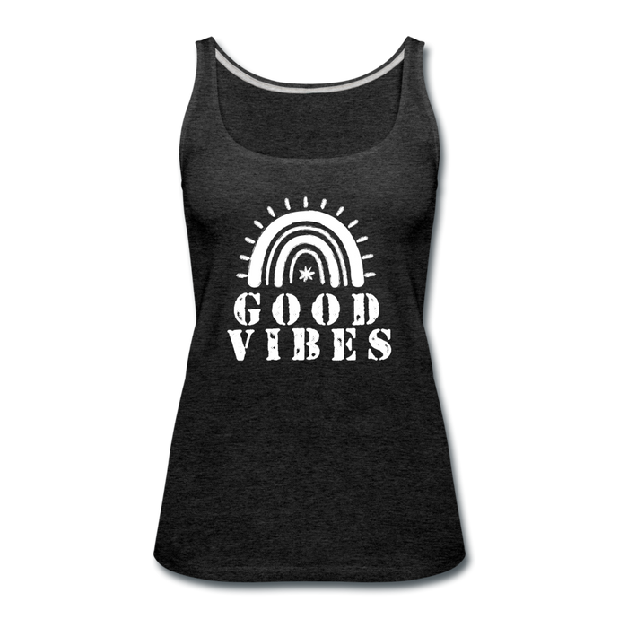 Good Vibes Tank Top-Just For Fun - charcoal gray