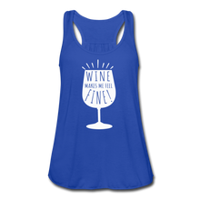 Load image into Gallery viewer, Wine Makes Me Feel Fine Women&#39;s Flowy Tank Top- JUST FOR FUN - royal blue
