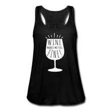 Load image into Gallery viewer, Wine Makes Me Feel Fine Women&#39;s Flowy Tank Top- JUST FOR FUN - black
