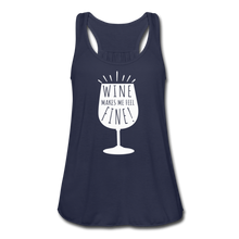 Load image into Gallery viewer, Wine Makes Me Feel Fine Women&#39;s Flowy Tank Top- JUST FOR FUN - navy
