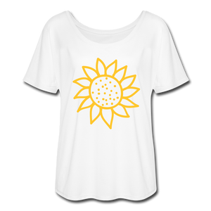 Sunflower Women’s Flowy T-Shirt- Just For Fun - white