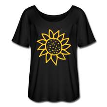 Load image into Gallery viewer, Sunflower Women’s Flowy T-Shirt- Just For Fun - black
