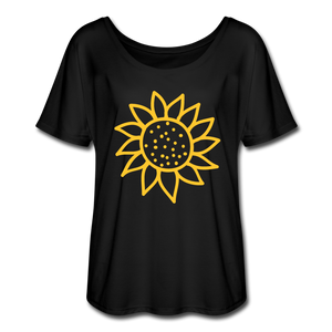 Sunflower Women’s Flowy T-Shirt- Just For Fun - black
