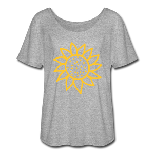 Sunflower Women’s Flowy T-Shirt- Just For Fun - heather gray