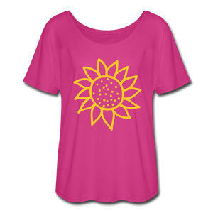 Sunflower Women’s Flowy T-Shirt- Just For Fun - dark pink