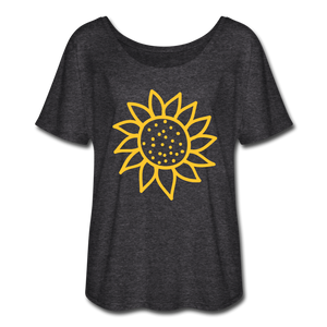 Sunflower Women’s Flowy T-Shirt- Just For Fun - charcoal gray