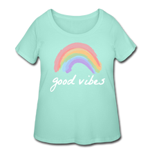 Load image into Gallery viewer, Good Vibes Women’s Curvy T-Shirt- Just For Fun - mint
