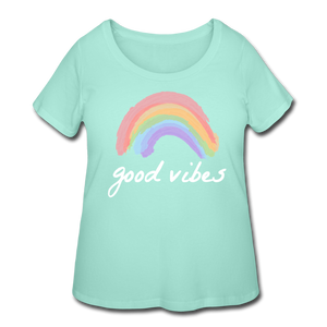Good Vibes Women’s Curvy T-Shirt- Just For Fun - mint