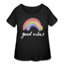 Load image into Gallery viewer, Good Vibes Women’s Curvy T-Shirt- Just For Fun - black
