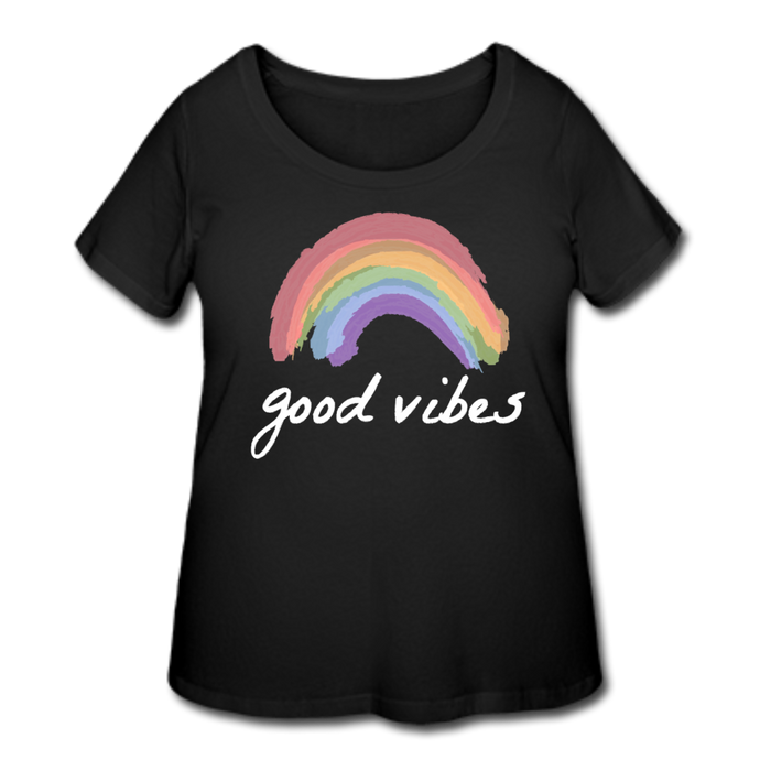 Good Vibes Women’s Curvy T-Shirt- Just For Fun - black