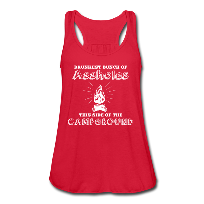 Drunkest Flowy Tank Top- Camping Around - red