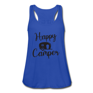 Happy Camper Flowy Tank Top- Camping Around - royal blue