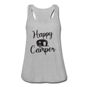 Happy Camper Flowy Tank Top- Camping Around - heather gray