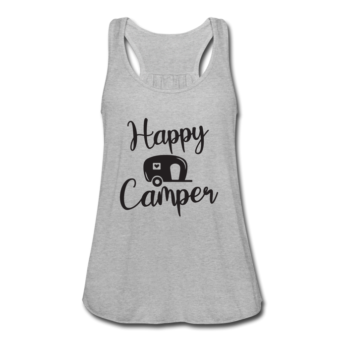 Happy Camper Flowy Tank Top- Camping Around - heather gray