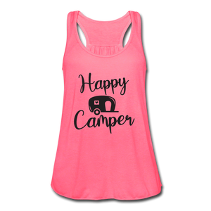 Happy Camper Flowy Tank Top- Camping Around - neon pink