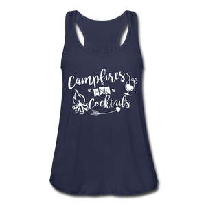 Campfires & Cocktails Flowy Tank Top - navy