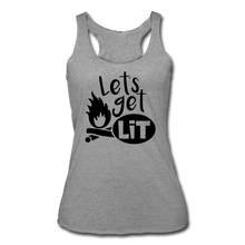 Load image into Gallery viewer, Lets&#39; Get Lit Racerback Tank- CAMPING AROUND - heather gray
