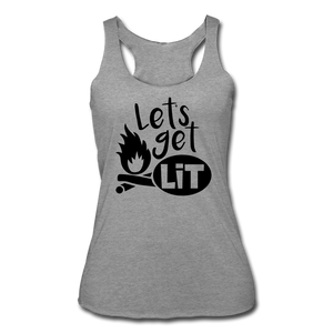 Lets' Get Lit Racerback Tank- CAMPING AROUND - heather gray