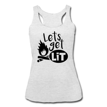 Load image into Gallery viewer, Lets&#39; Get Lit Racerback Tank- CAMPING AROUND - heather white
