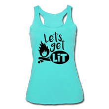 Load image into Gallery viewer, Lets&#39; Get Lit Racerback Tank- CAMPING AROUND - turquoise
