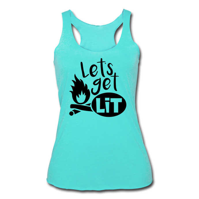 Lets' Get Lit Racerback Tank- CAMPING AROUND - turquoise