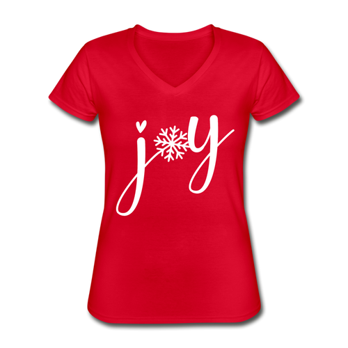 Joy V-Neck T-Shirt-Tis' The Season - red