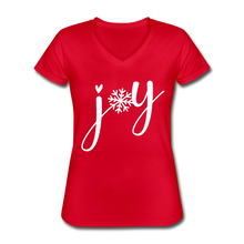 Load image into Gallery viewer, Joy V-Neck T-Shirt-Tis&#39; The Season - red

