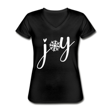 Load image into Gallery viewer, Joy V-Neck T-Shirt-Tis&#39; The Season - black
