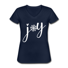 Load image into Gallery viewer, Joy V-Neck T-Shirt-Tis&#39; The Season - navy
