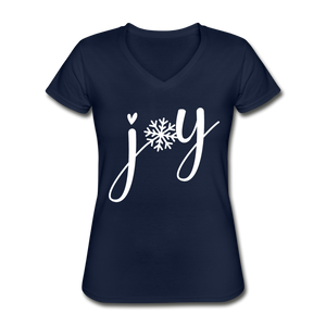Joy V-Neck T-Shirt-Tis' The Season - navy